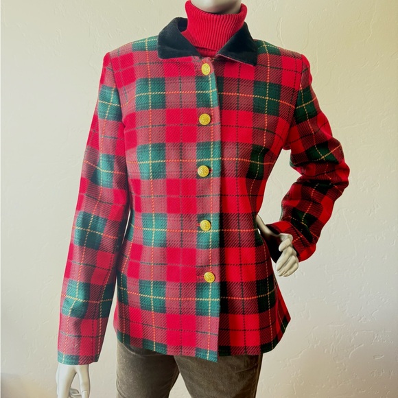 Talbots Jackets & Blazers - Vintage Talbots Red & Green Plaid Tartan 90’s Holiday Blazer Wool Jacket 8‎